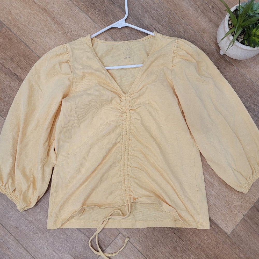 a new day- yellow long sleeve top- Size xs